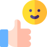 Thumbs up icon with a smiling face emoji