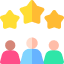 Three people with three stars above them representing customer experience