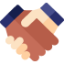 Handshake icon representing partnership or agreement.