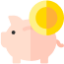 Piggy bank with a coin icon symbolizing saving or financial planning.